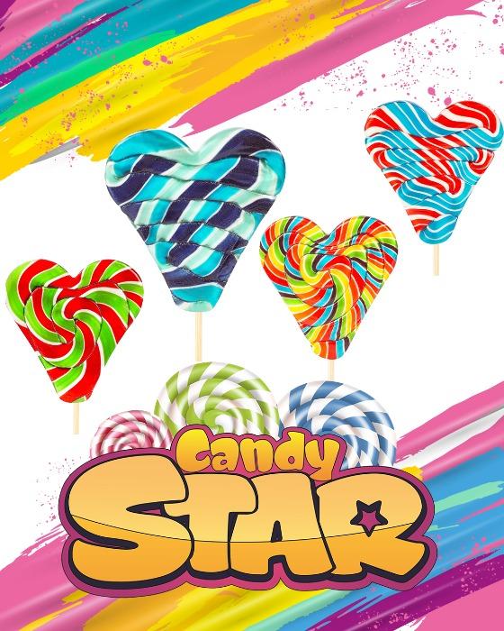 Candy Star Kalp Lolipop Şeker