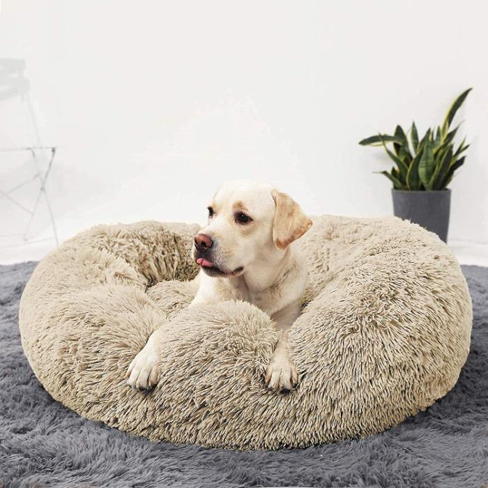 donut plush dog bed