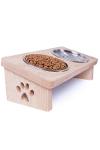 Luni Wooden Detachable Cat Dog Food and Water Bowl