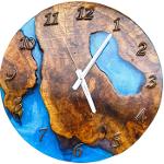 Metallic Color Epoxy & Olive Wood Wall Clock 4 - 36 inches